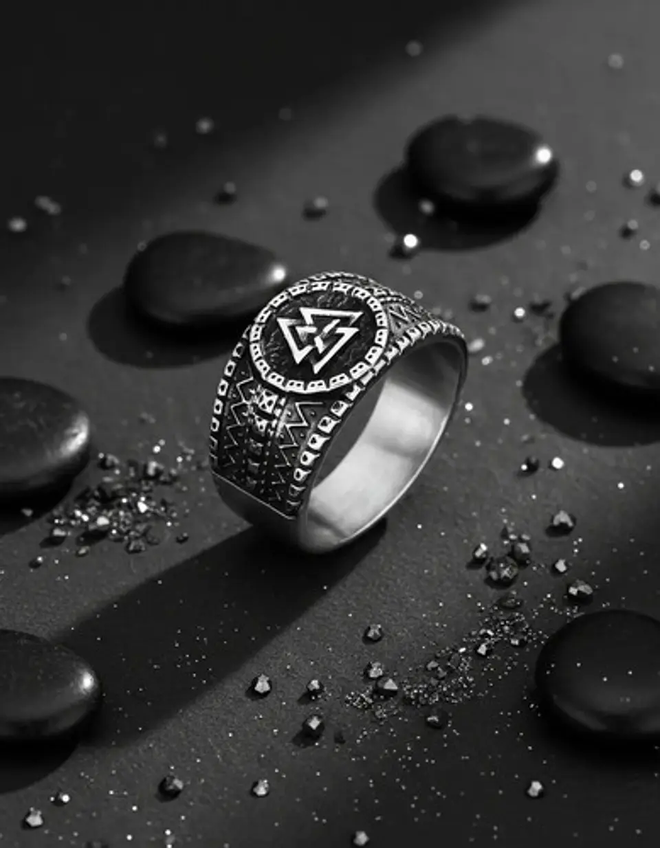 Anillo Vikingo Amuleto Valknut Odin Acero Inoxidable Hombre 9