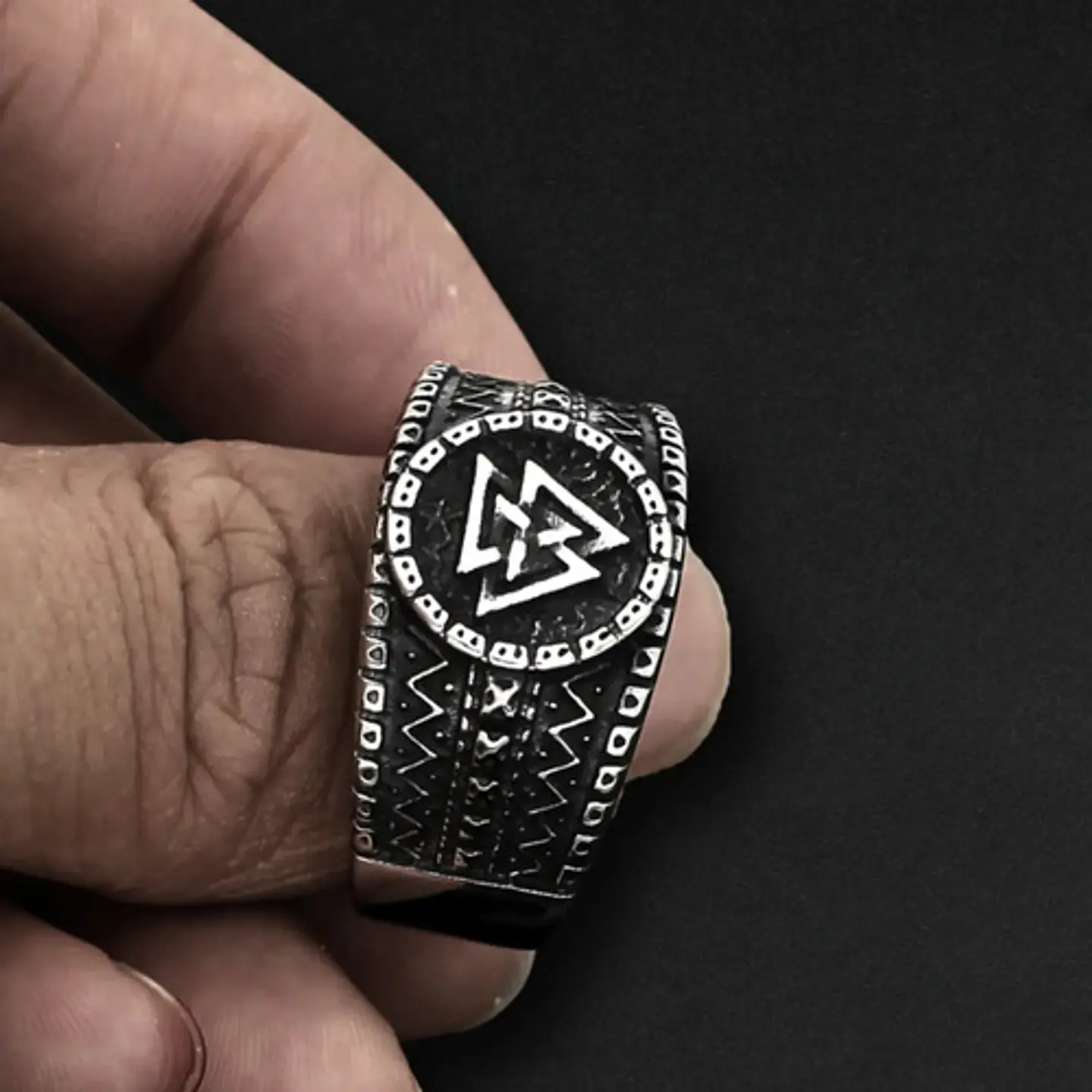 Anillo Vikingo Amuleto Valknut Odin Acero Inoxidable Hombre 10