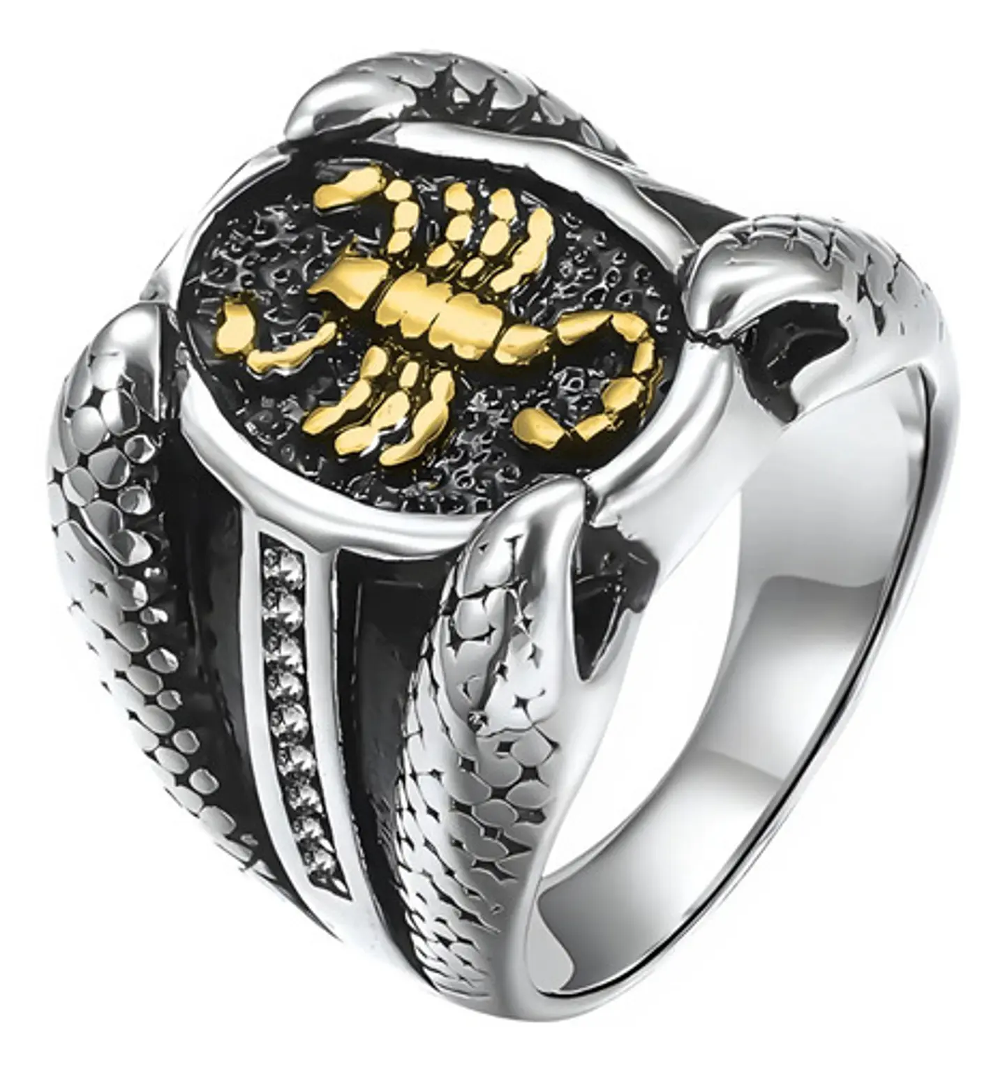 Anillo Escorpion Piedras Color Plata Acero Inoxidable Hombre 1