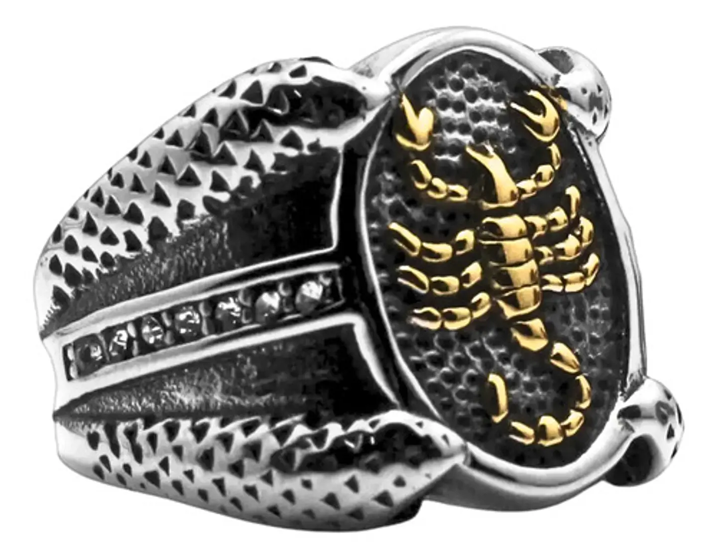 Anillo Escorpion Piedras Color Plata Acero Inoxidable Hombre 2