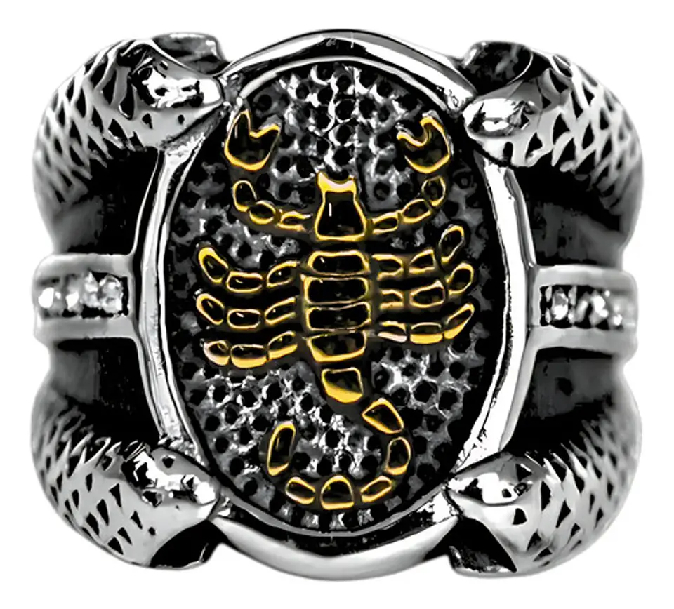 Anillo Escorpion Piedras Color Plata Acero Inoxidable Hombre 6