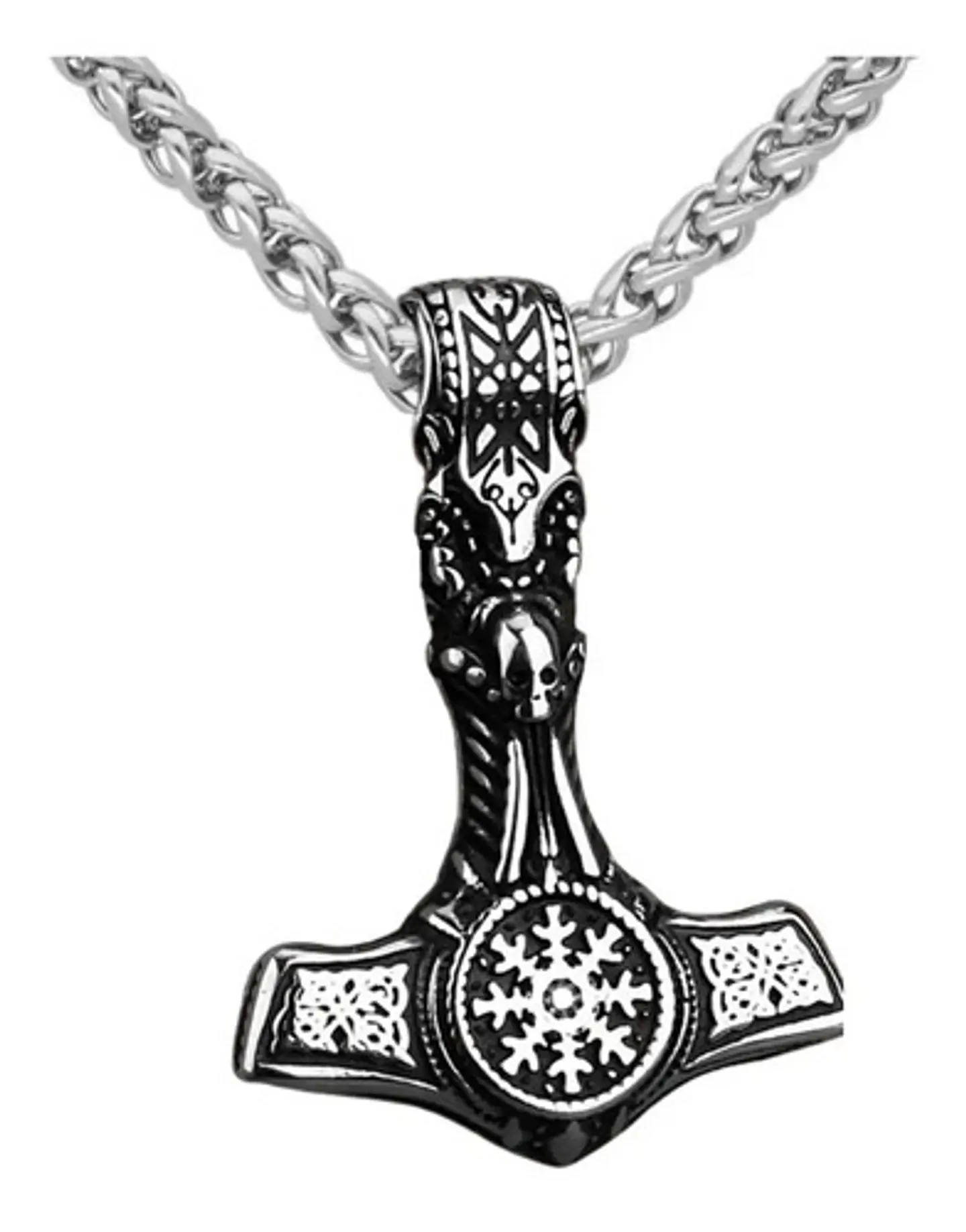 Collar Vikingo Martillo Color Plata Acero Inoxidable Hombre 1