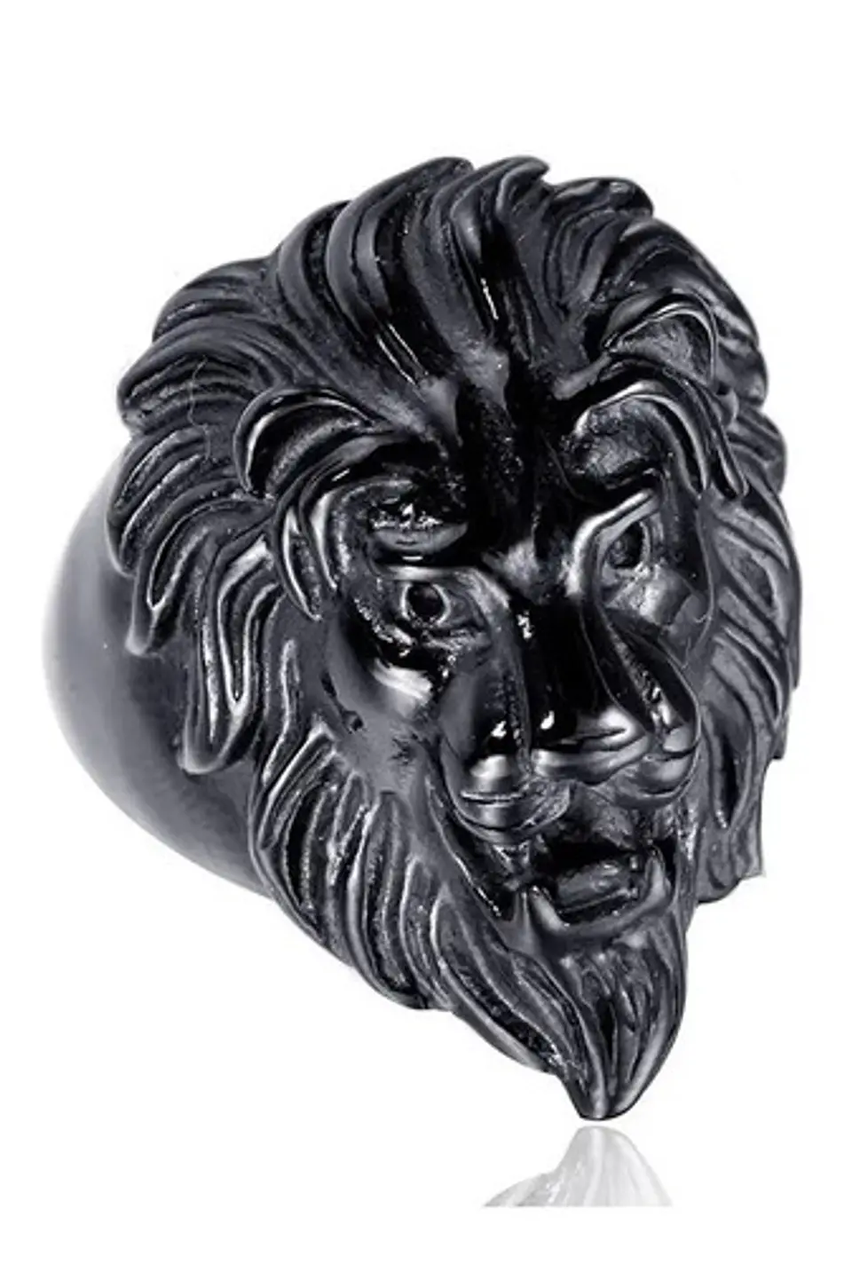 Anillo Rey Leon Cabeza Color Negro Acero Inoxidable Hombre 1