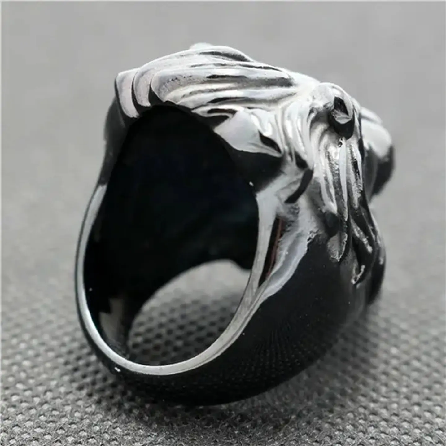Anillo Rey Leon Cabeza Color Negro Acero Inoxidable Hombre 5