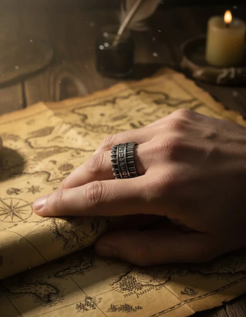 Anillo Para Hombres Vikingo Amuleto Runas Futhark De Acero