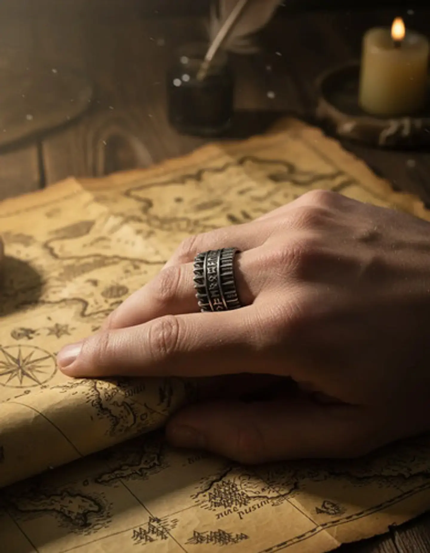 Anillo Para Hombres Vikingo Amuleto Runas Futhark De Acero 2
