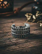 Anillo Para Hombres Vikingo Amuleto Runas Futhark De Acero - Miniatura 5