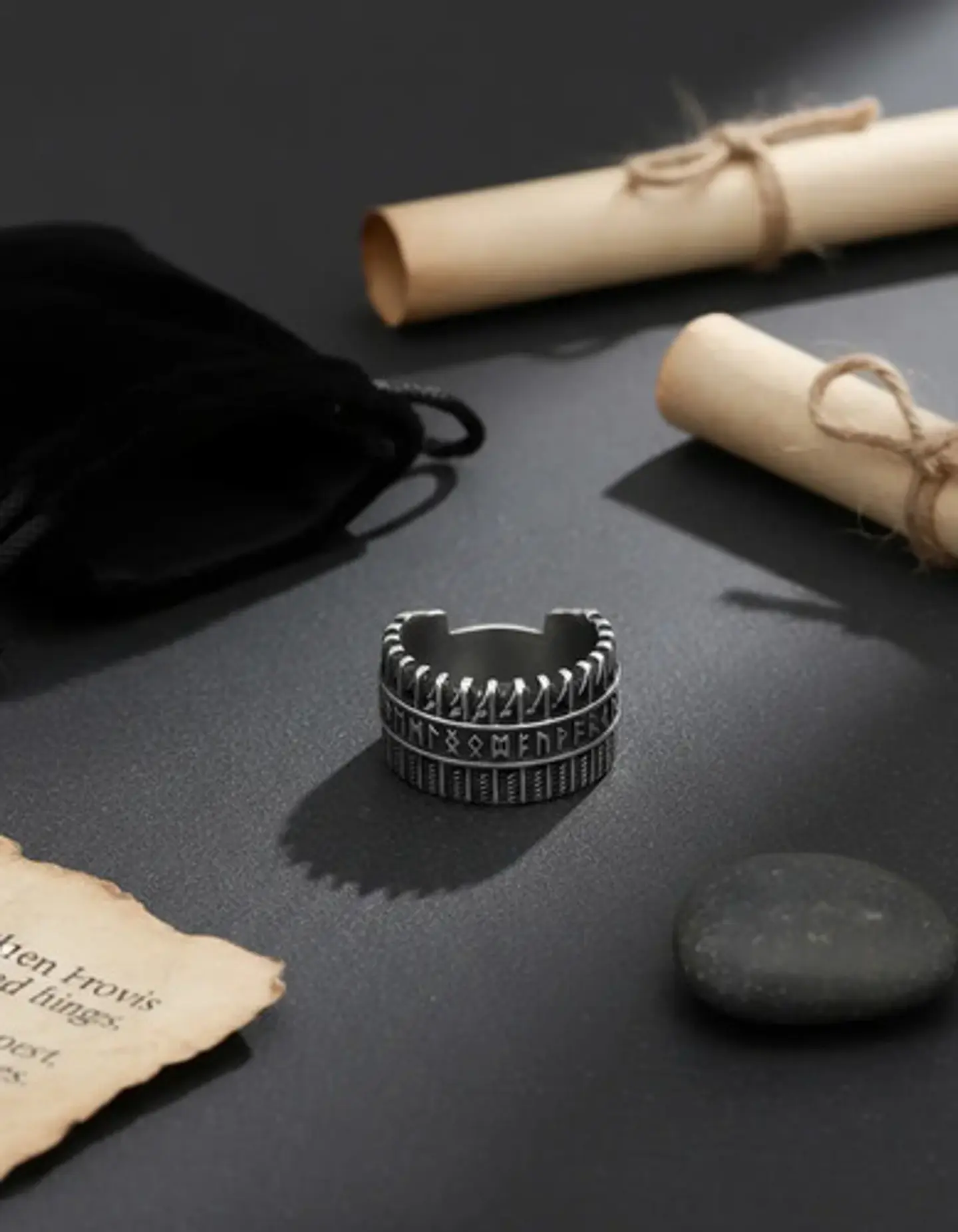 Anillo Para Hombres Vikingo Amuleto Runas Futhark De Acero 7