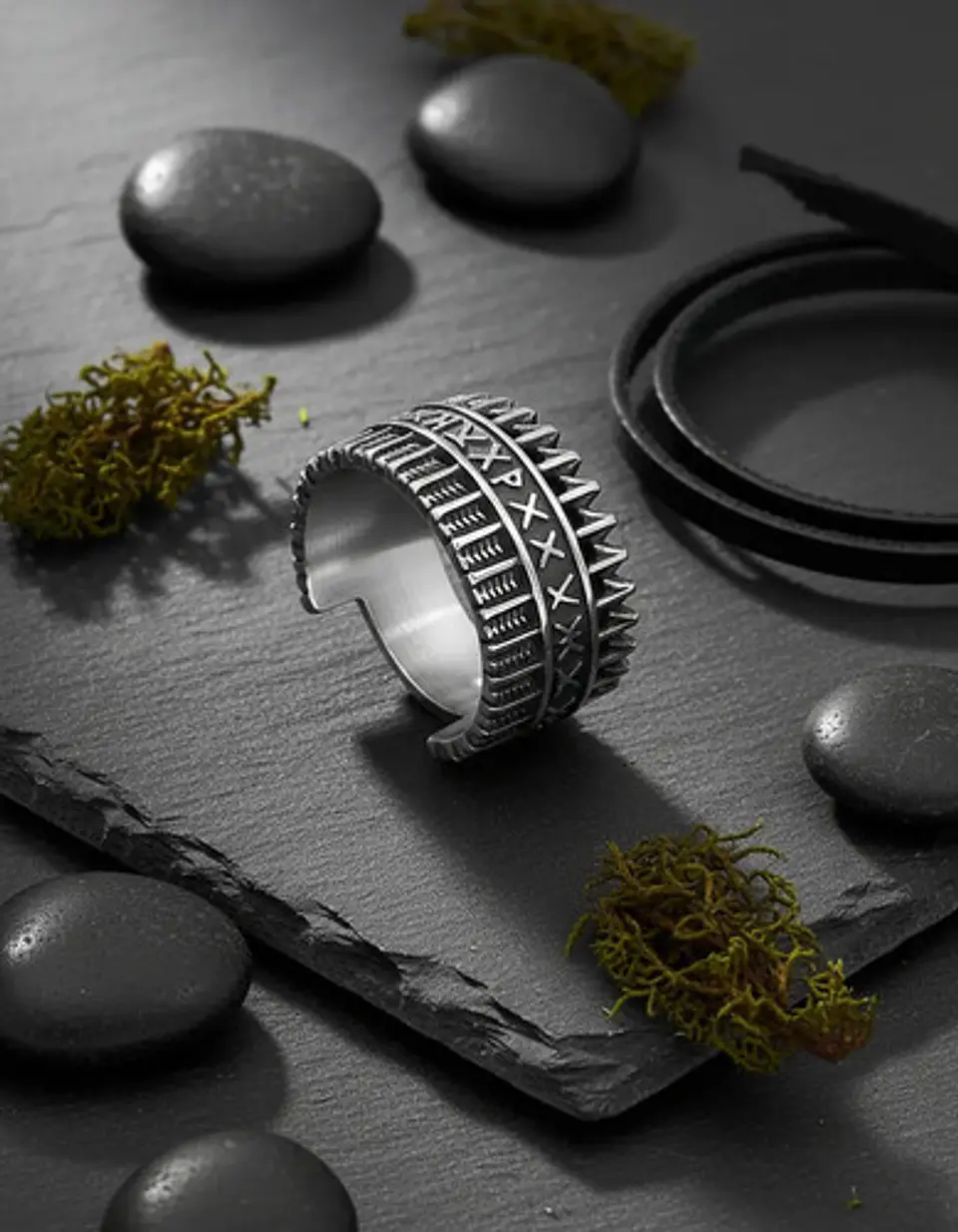 Anillo Para Hombres Vikingo Amuleto Runas Futhark De Acero 9