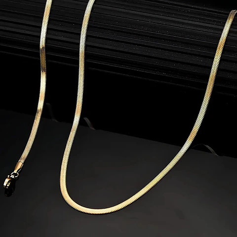 Cadena 50 Cm Serpiente 3mm Color Oro Acero Inoxidable Hombre