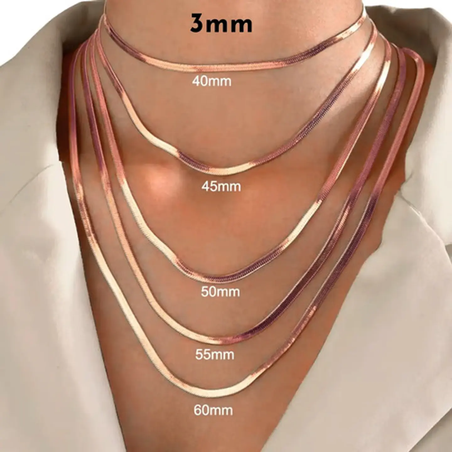 Cadena 50 Cm Serpiente 3mm Color Oro Acero Inoxidable Hombre 17