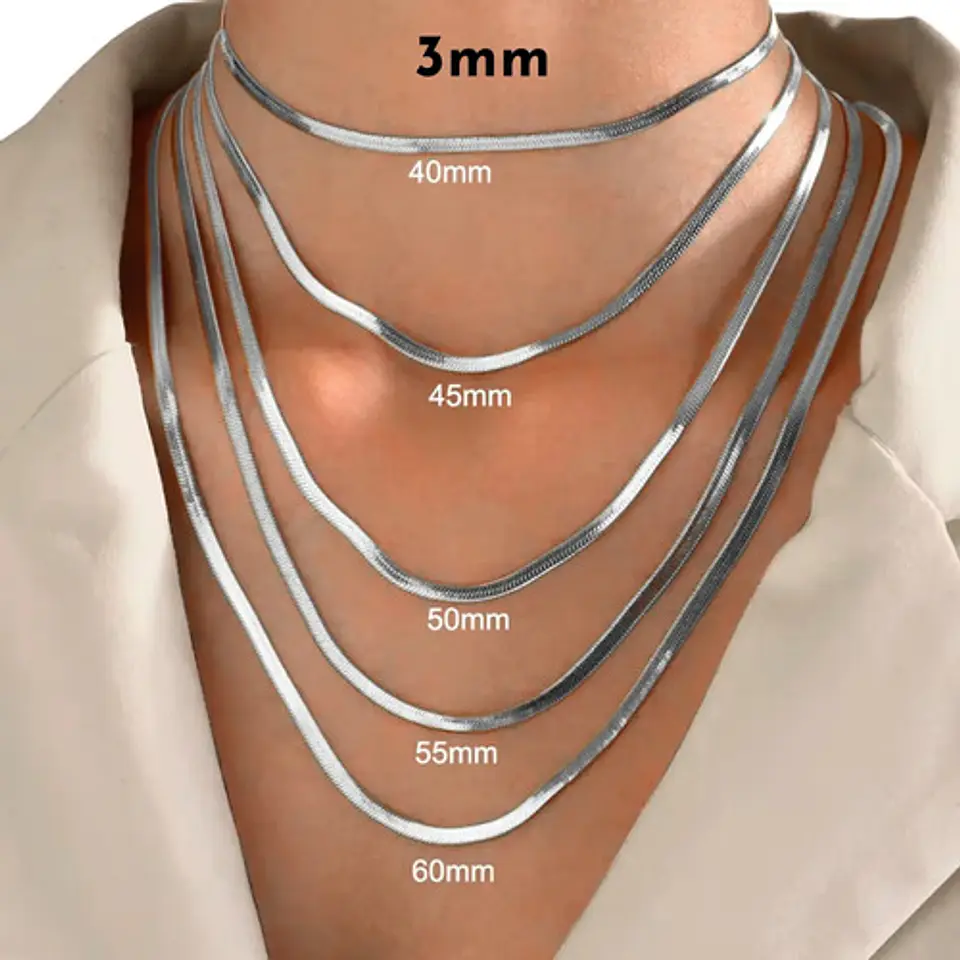 Cadena 50 Cm Serpiente 3mm Color Oro Acero Inoxidable Hombre 43