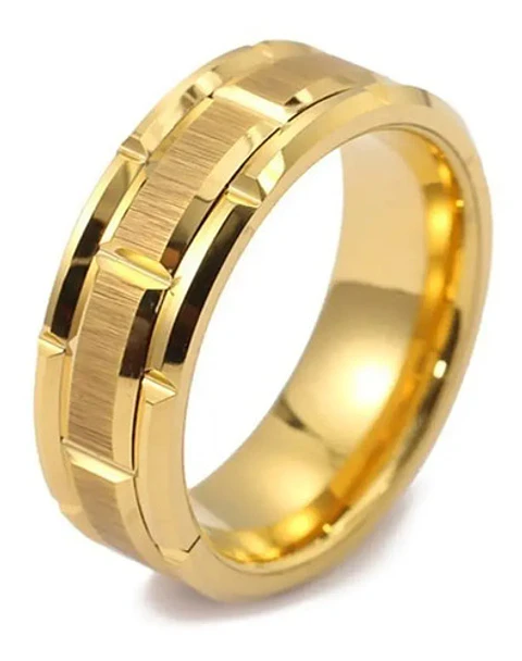 Anillo Argolla Color Oro Clásico Acero Inoxidable Hombre