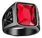 Anillo Piedra Hoja Arce Color Negro Acero Inoxidable Hombre - Miniatura 1