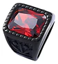 Anillo Piedra Hoja Arce Color Negro Acero Inoxidable Hombre - Miniatura 3
