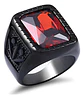 Anillo Piedra Hoja Arce Color Negro Acero Inoxidable Hombre - Miniatura 4