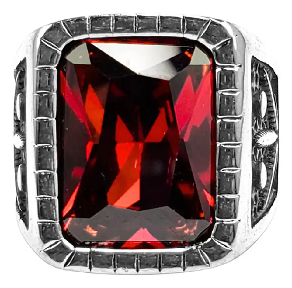 Anillo Piedra Hoja Arce Color Negro Acero Inoxidable Hombre 8