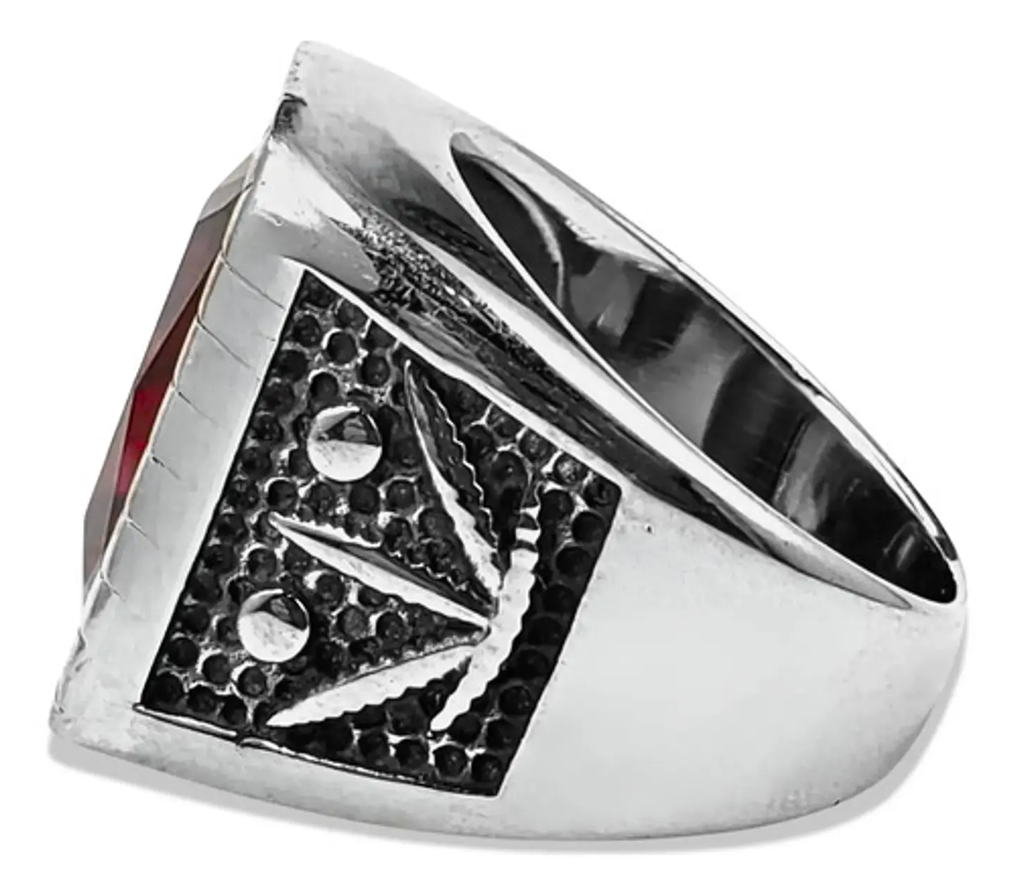 Anillo Piedra Hoja Arce Color Negro Acero Inoxidable Hombre 10