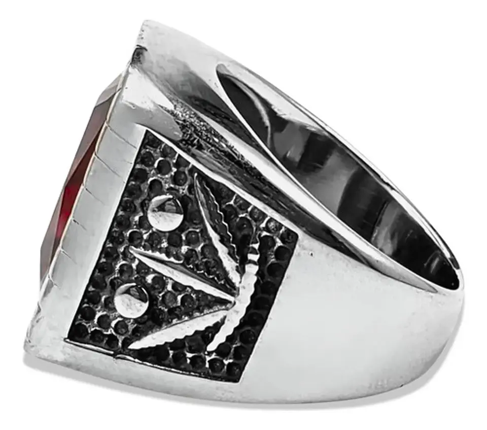 Anillo Piedra Hoja Arce Color Negro Acero Inoxidable Hombre 10