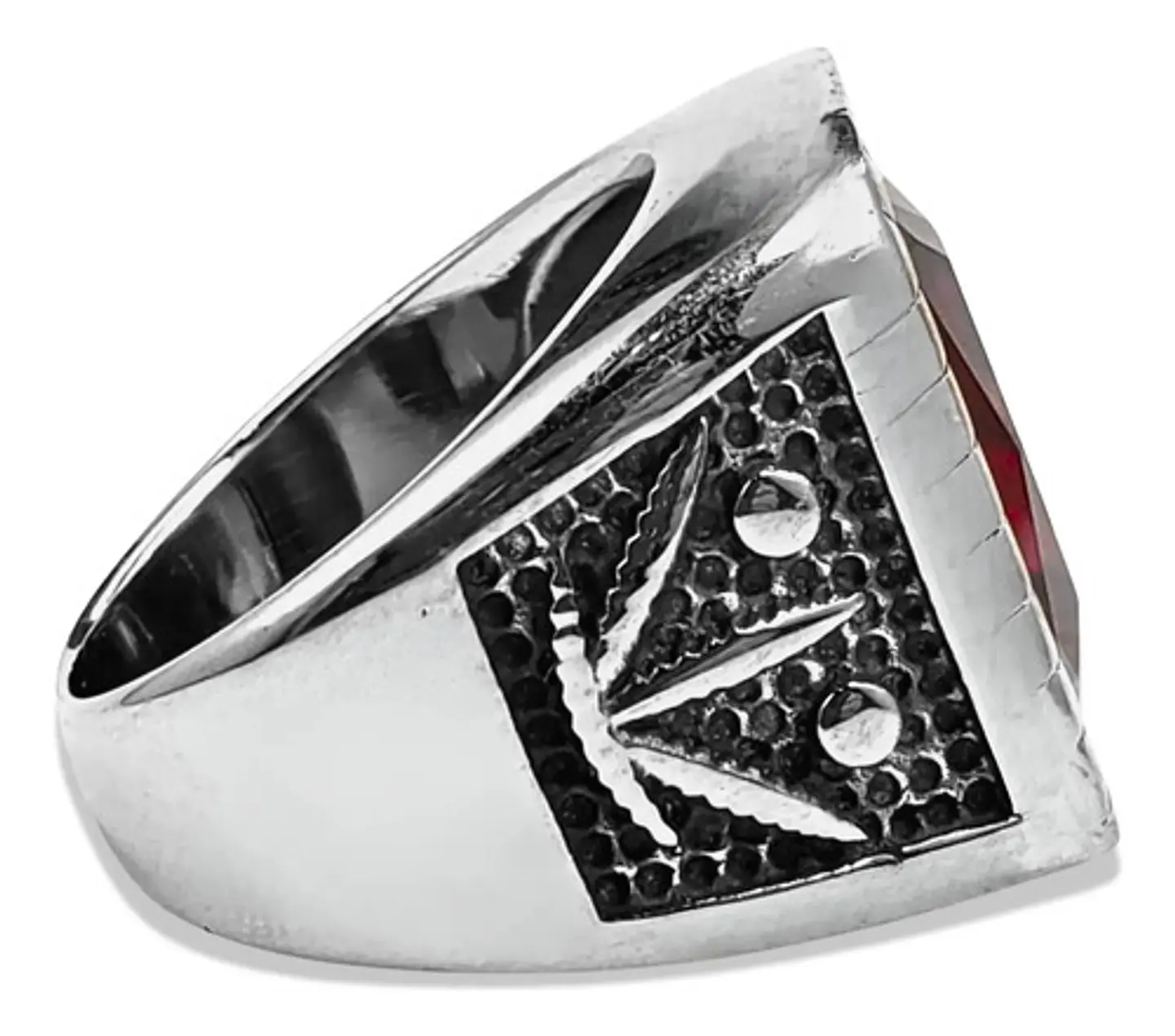 Anillo Piedra Hoja Arce Color Negro Acero Inoxidable Hombre 11