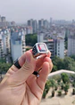 Anillo Piedra Hoja Arce Color Negro Acero Inoxidable Hombre - Miniatura 12