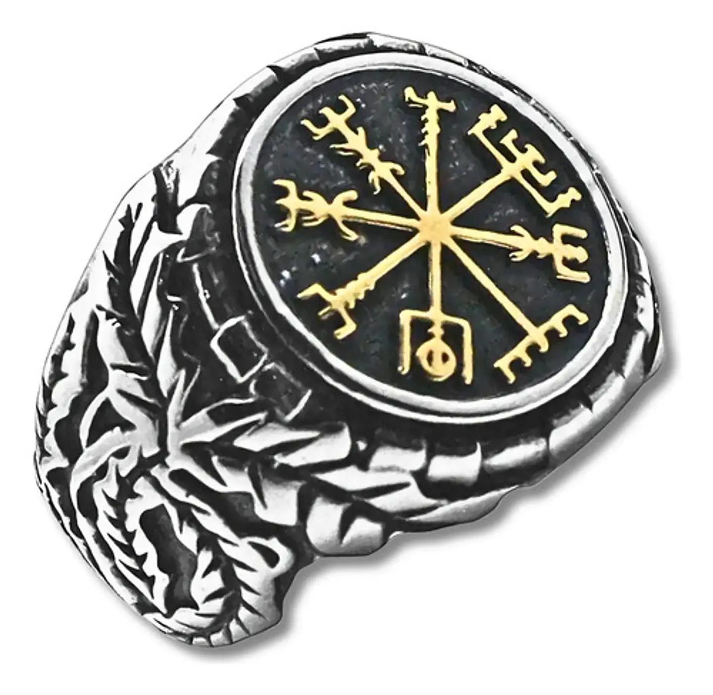 Anillo Brujula Vikinga Color Plata Acero Inoxidable Hombre 1