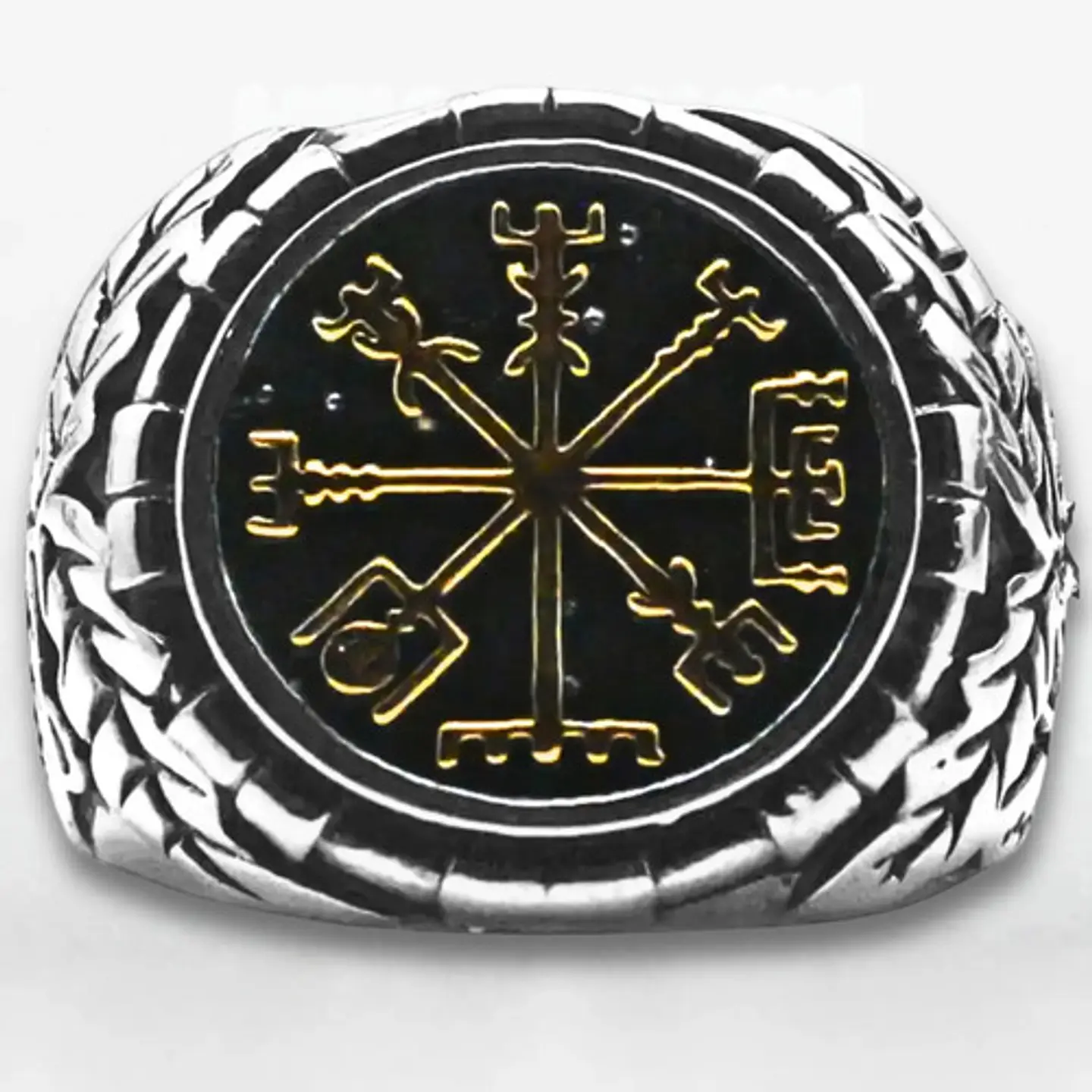 Anillo Brujula Vikinga Color Plata Acero Inoxidable Hombre 2