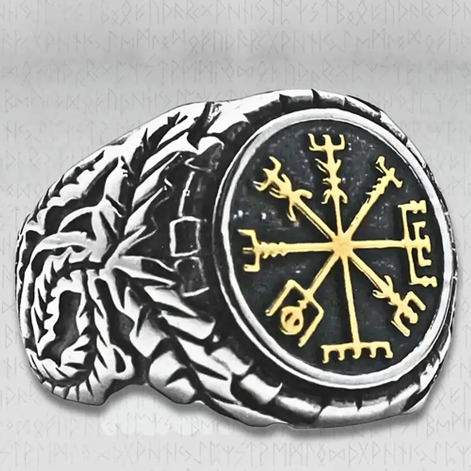 Anillo Brujula Vikinga Color Plata Acero Inoxidable Hombre 4