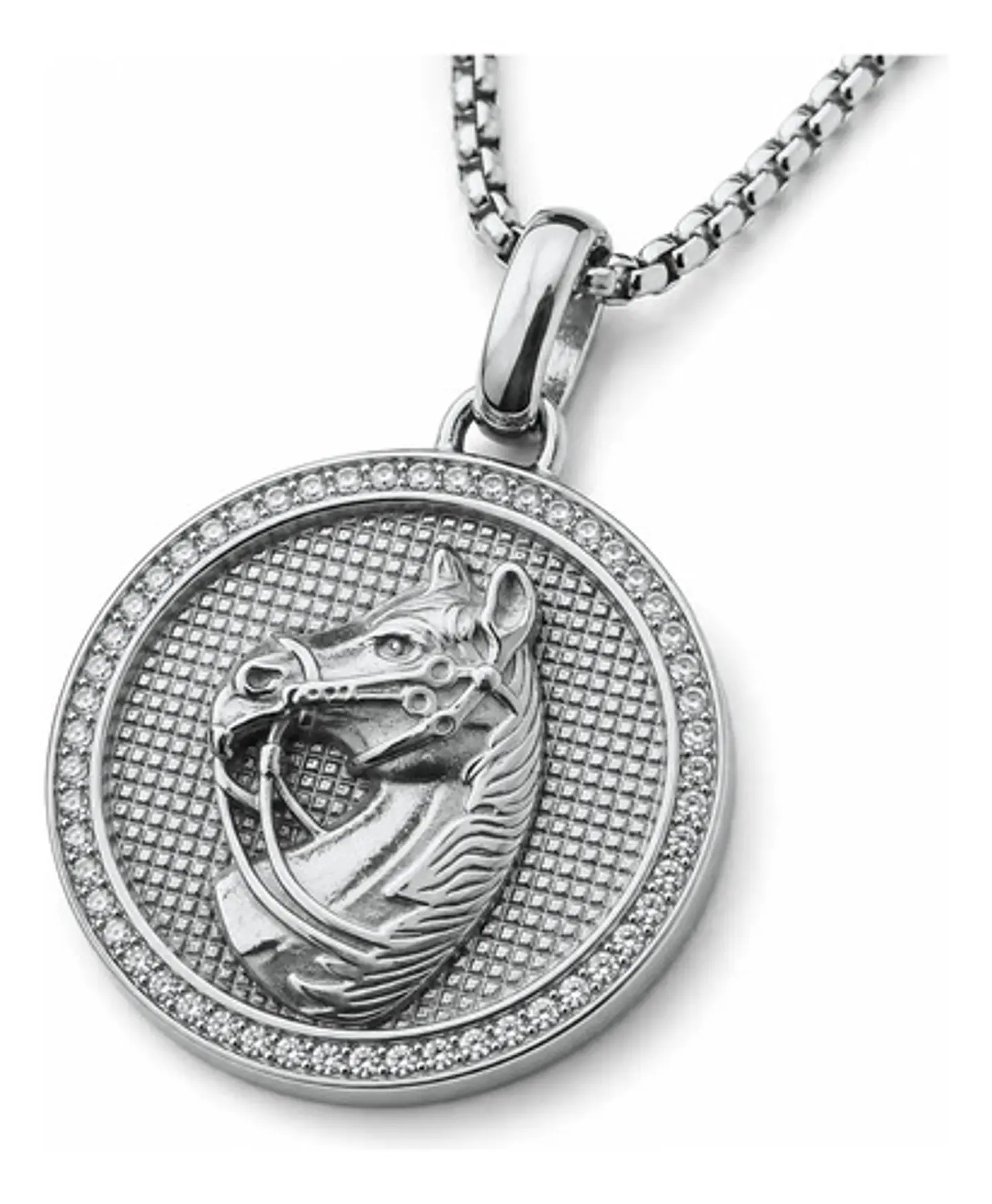 Collar En Acero Dorado Para Hombres Dije Caballo Piedras 11