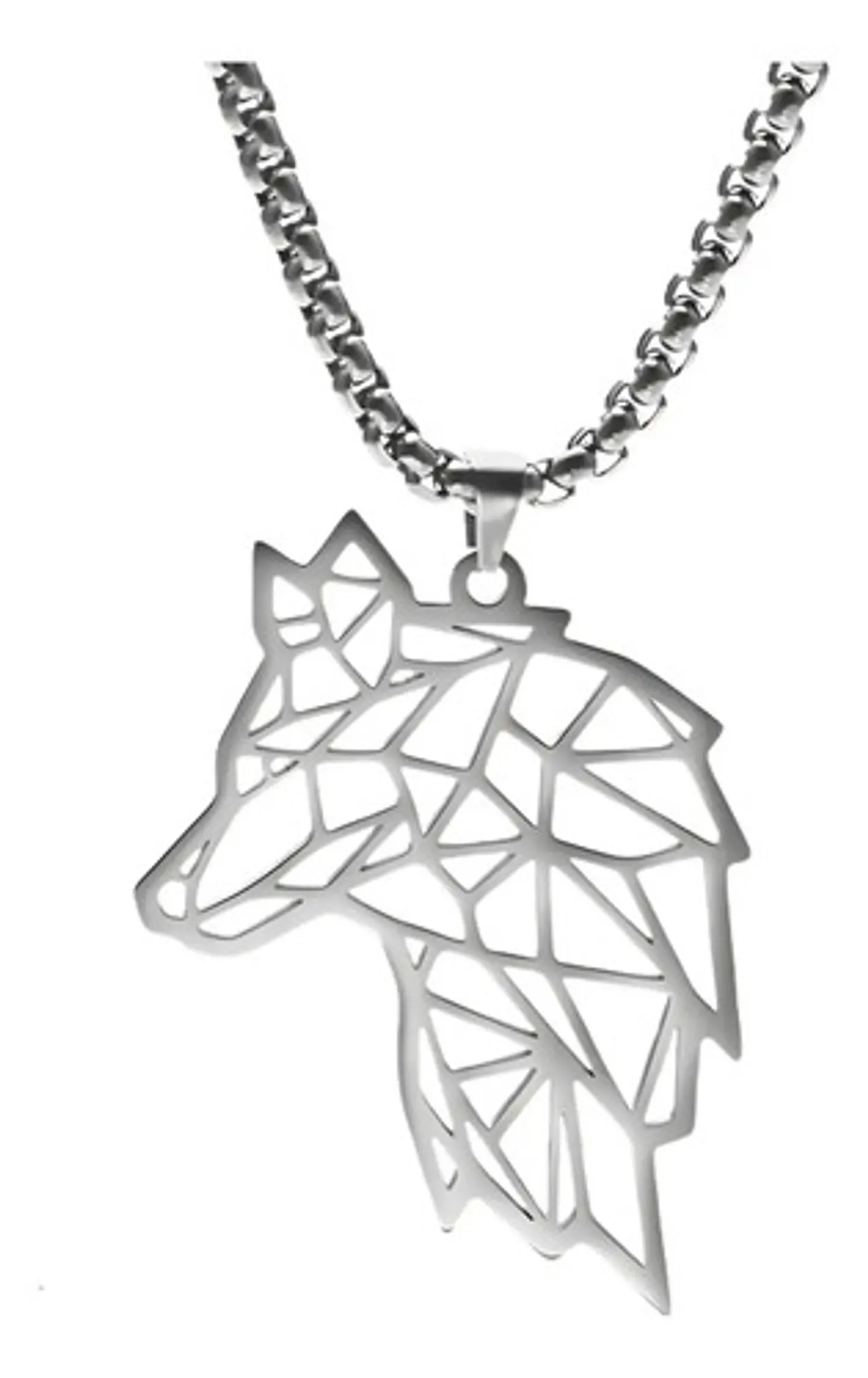 Collar Lobo Vikingo Color Plata Acero Inoxidable Para Hombre 1