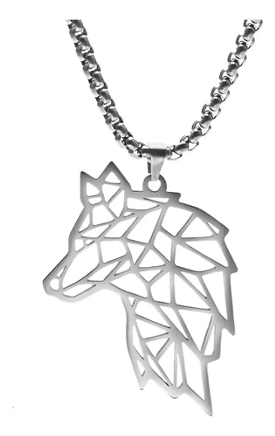 Collar Lobo Vikingo Color Plata Acero Inoxidable Para Hombre 1