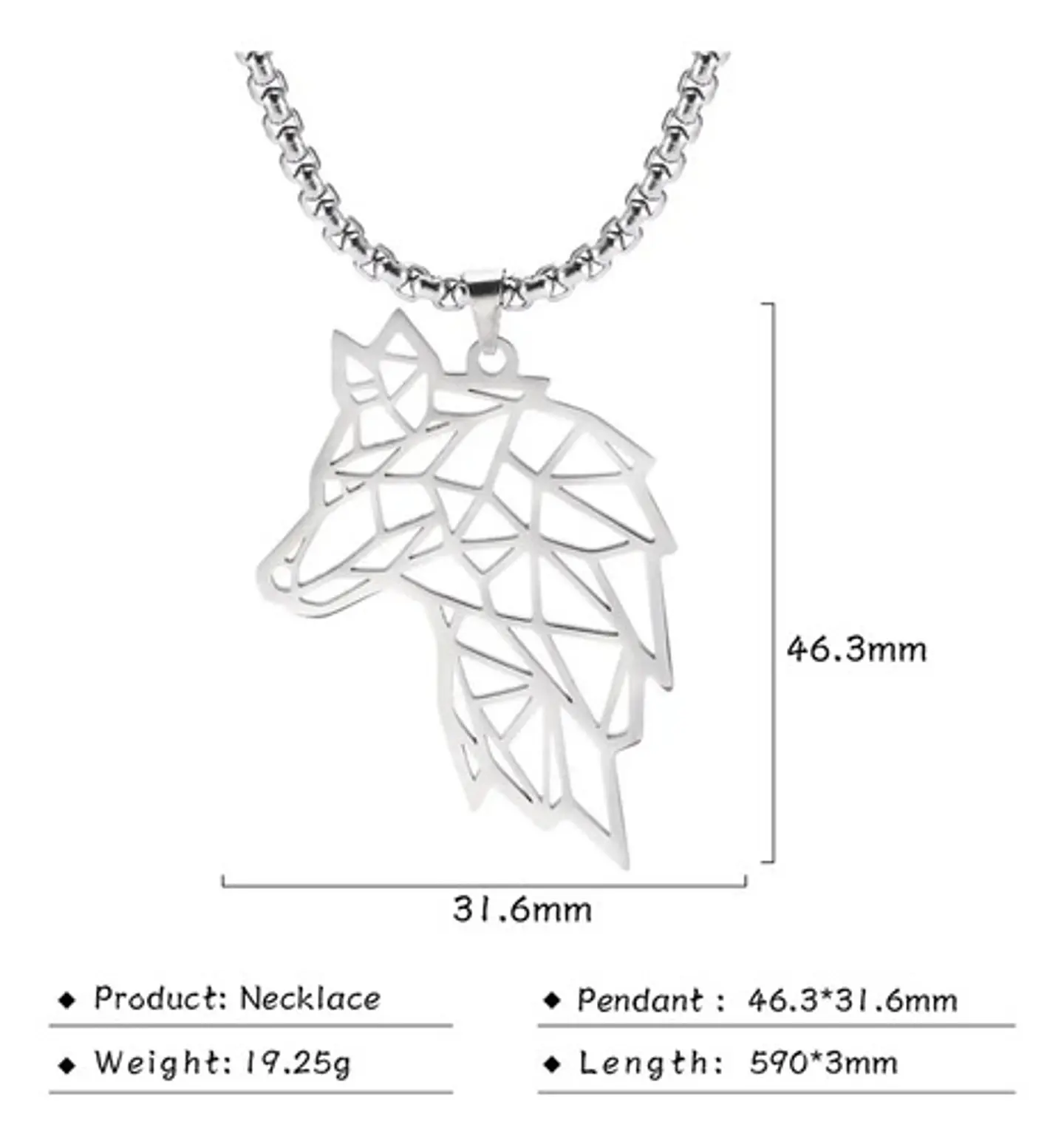 Collar Lobo Vikingo Color Plata Acero Inoxidable Para Hombre 2
