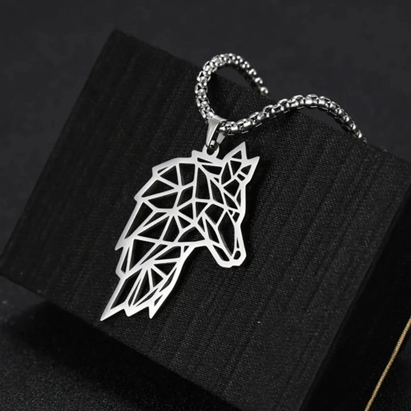 Collar Lobo Vikingo Color Plata Acero Inoxidable Para Hombre 4