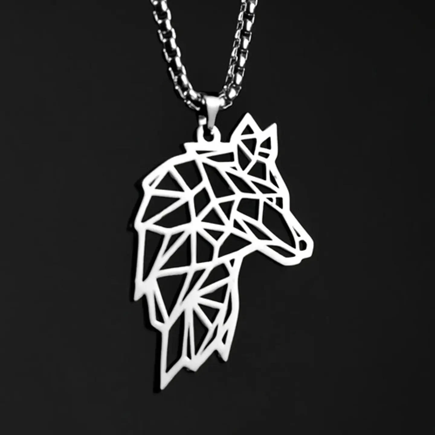 Collar Lobo Vikingo Color Plata Acero Inoxidable Para Hombre 6