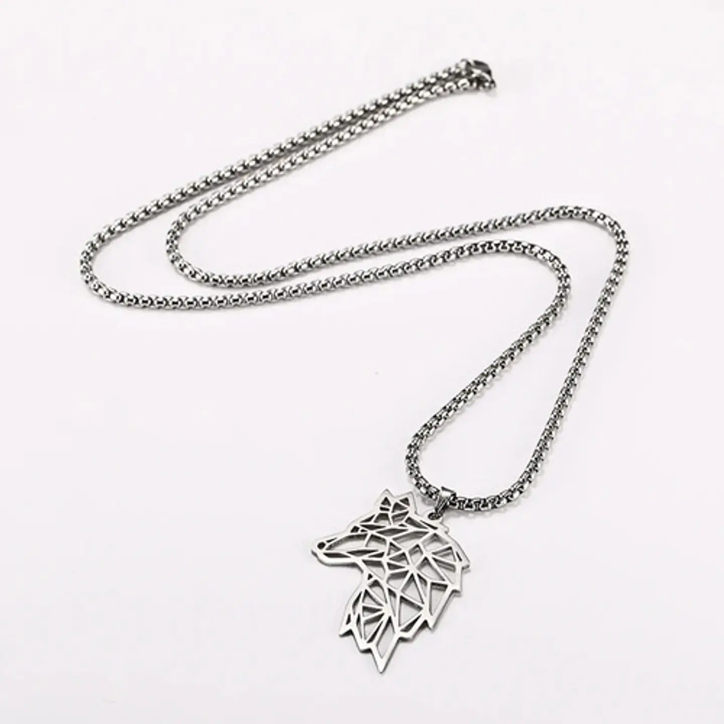 Collar Lobo Vikingo Color Plata Acero Inoxidable Para Hombre 8