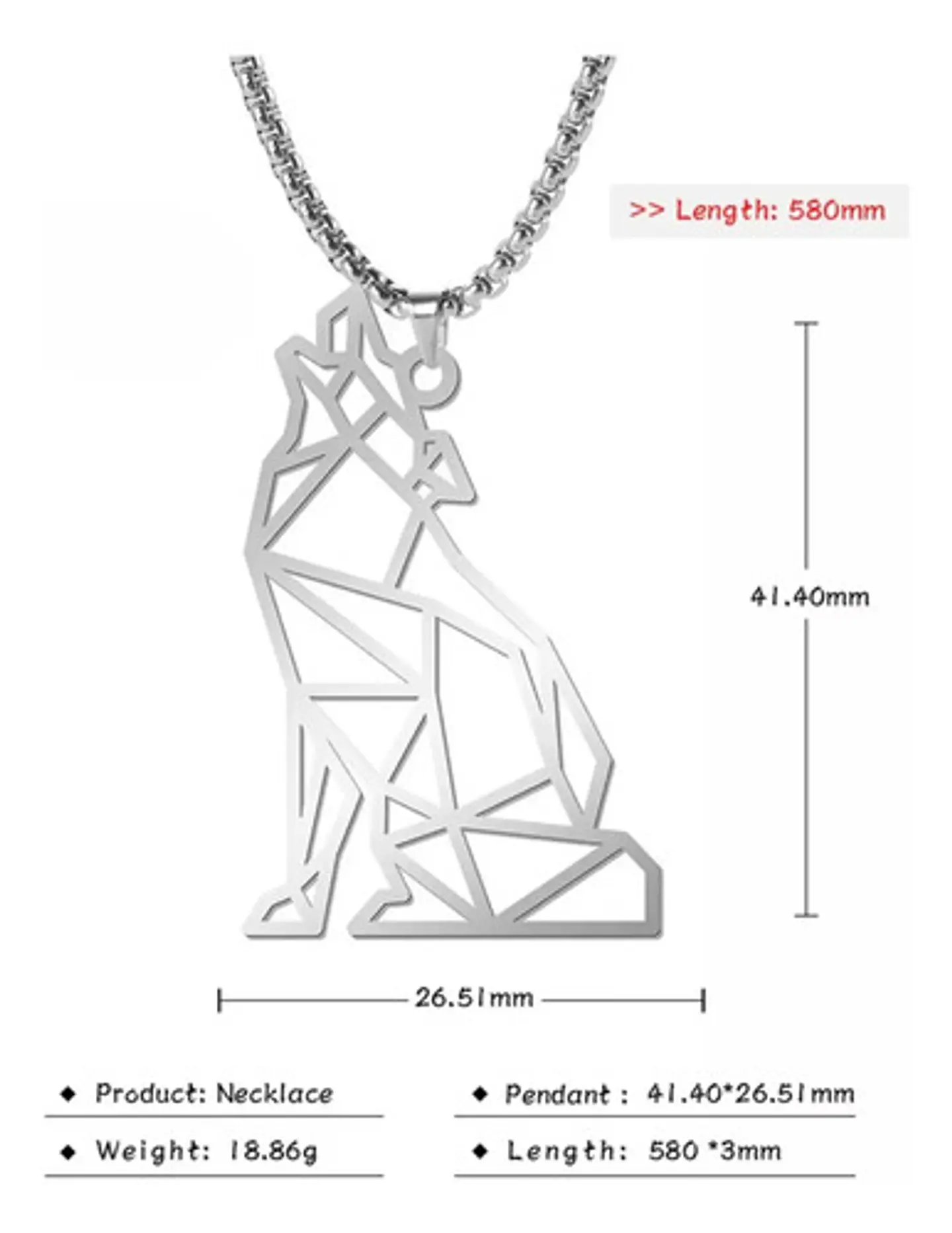Collar Lobo Vikingo Color Plata Acero Inoxidable Para Hombre 10