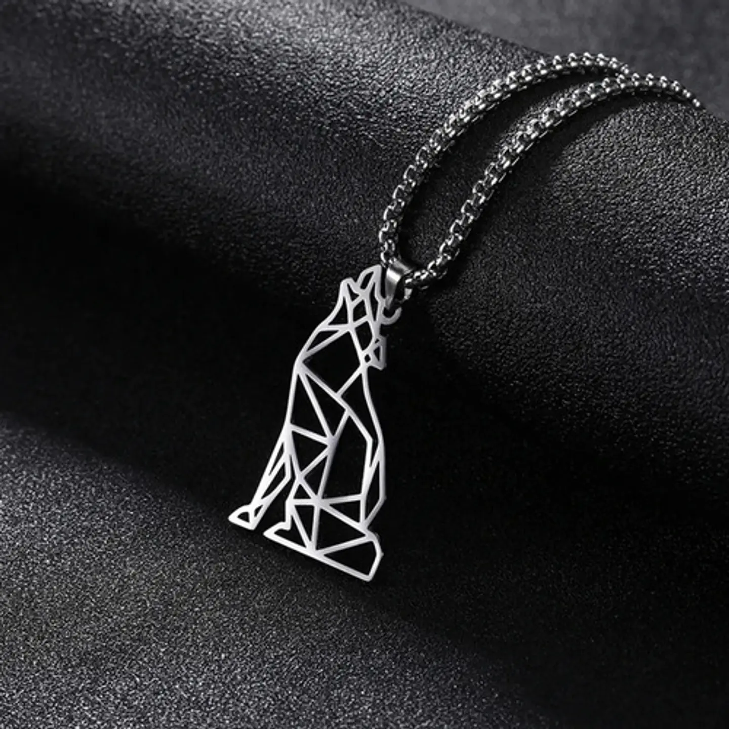 Collar Lobo Vikingo Color Plata Acero Inoxidable Para Hombre 12