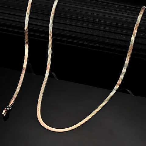 Cadena 55 Cm Serpiente 3mm Color Oro Acero Inoxidable Hombre