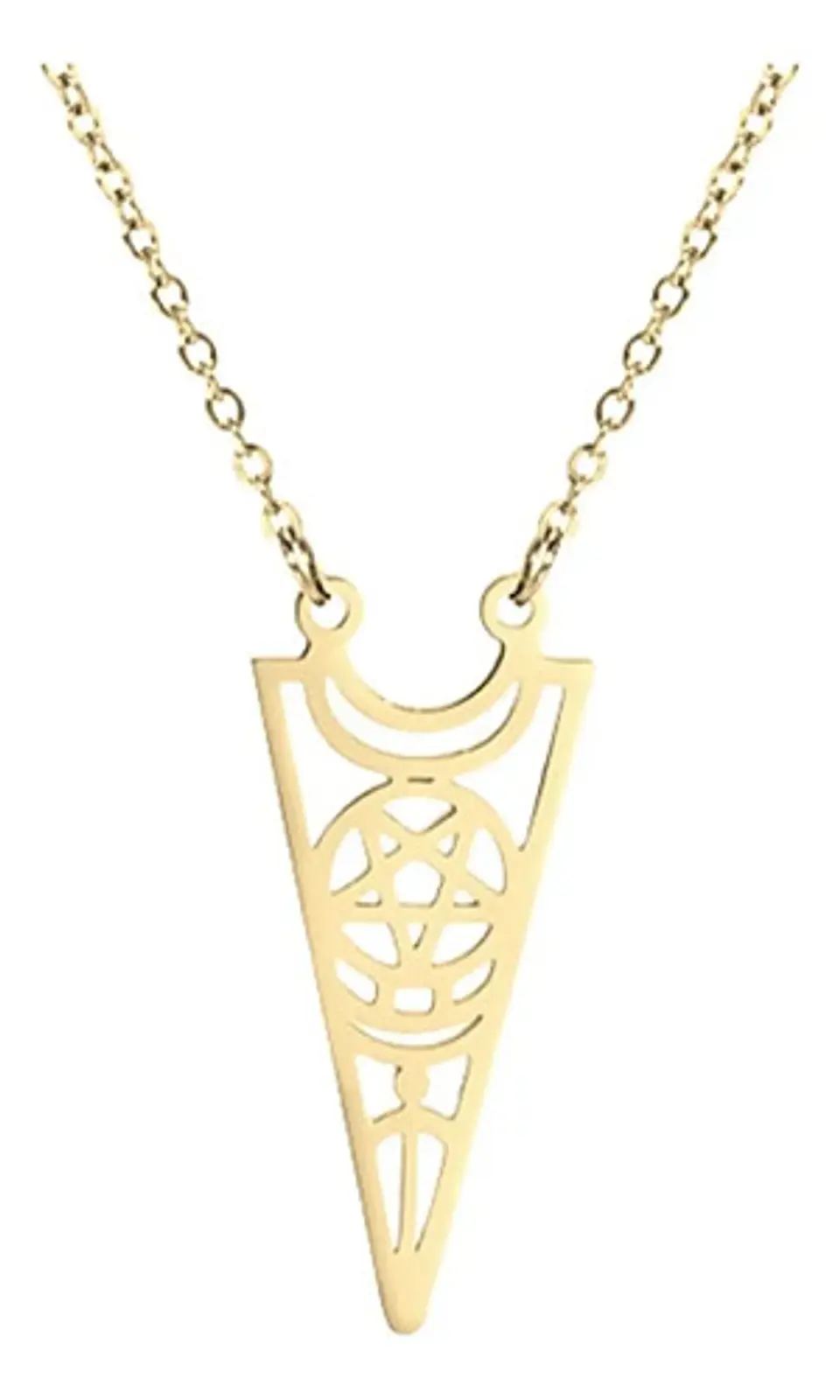 Collar Para Mujer Y Dije Wicca Bruja Luna Acero Color Plata  8
