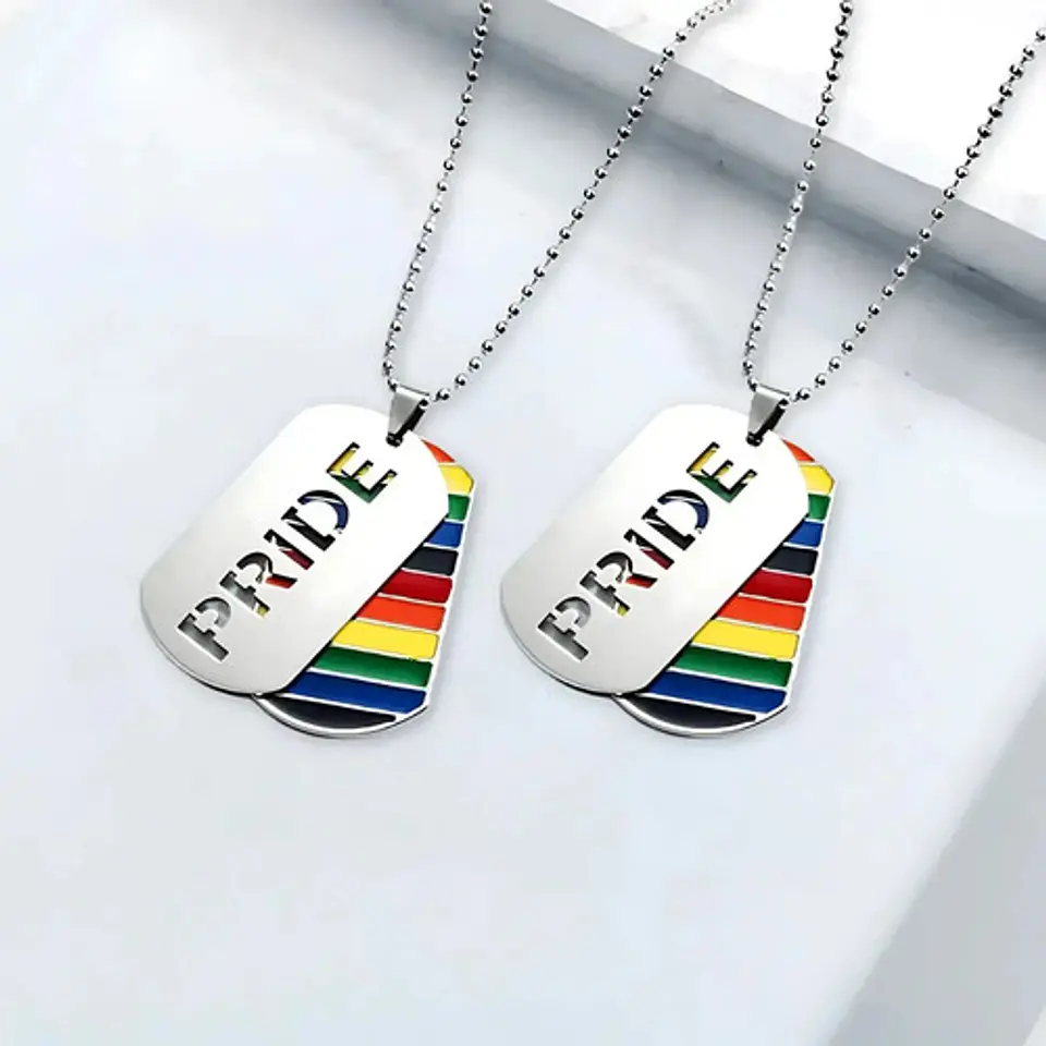 Collar Placa Lgbt Orgullo Gay Acero Inoxidable Hombre Mujer 2