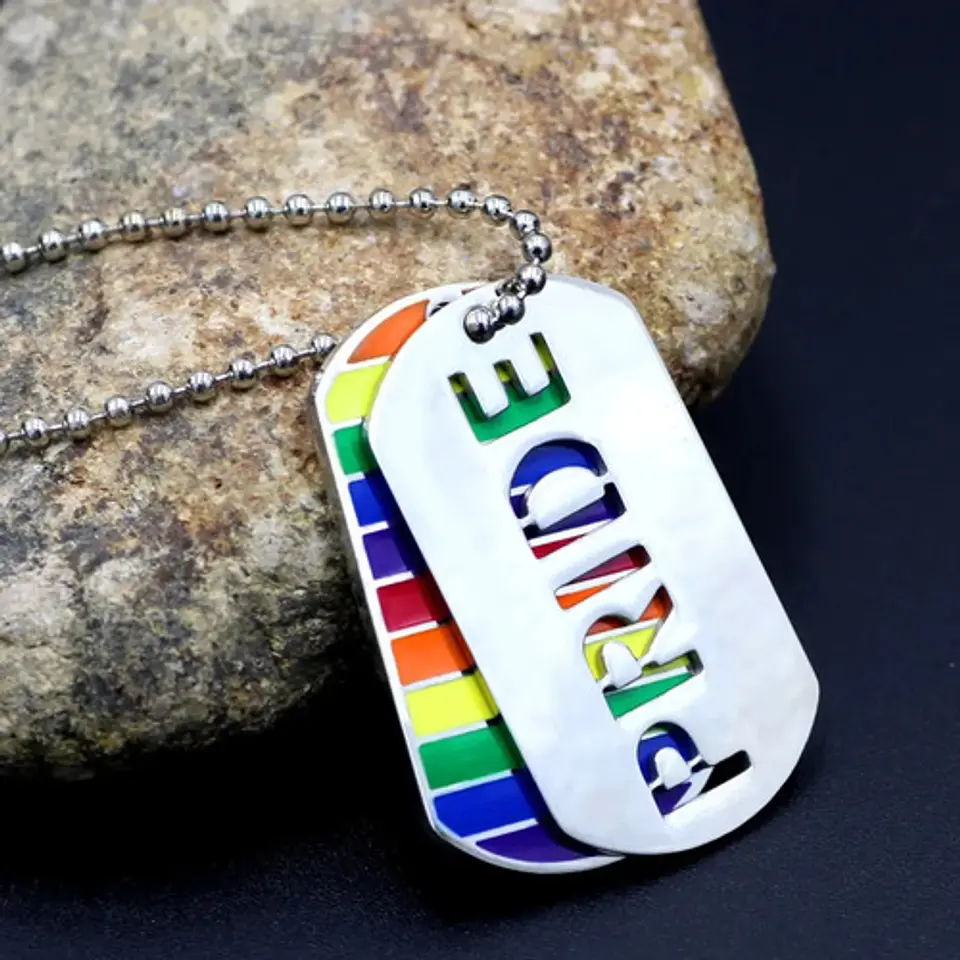 Collar Placa Lgbt Orgullo Gay Acero Inoxidable Hombre Mujer 6