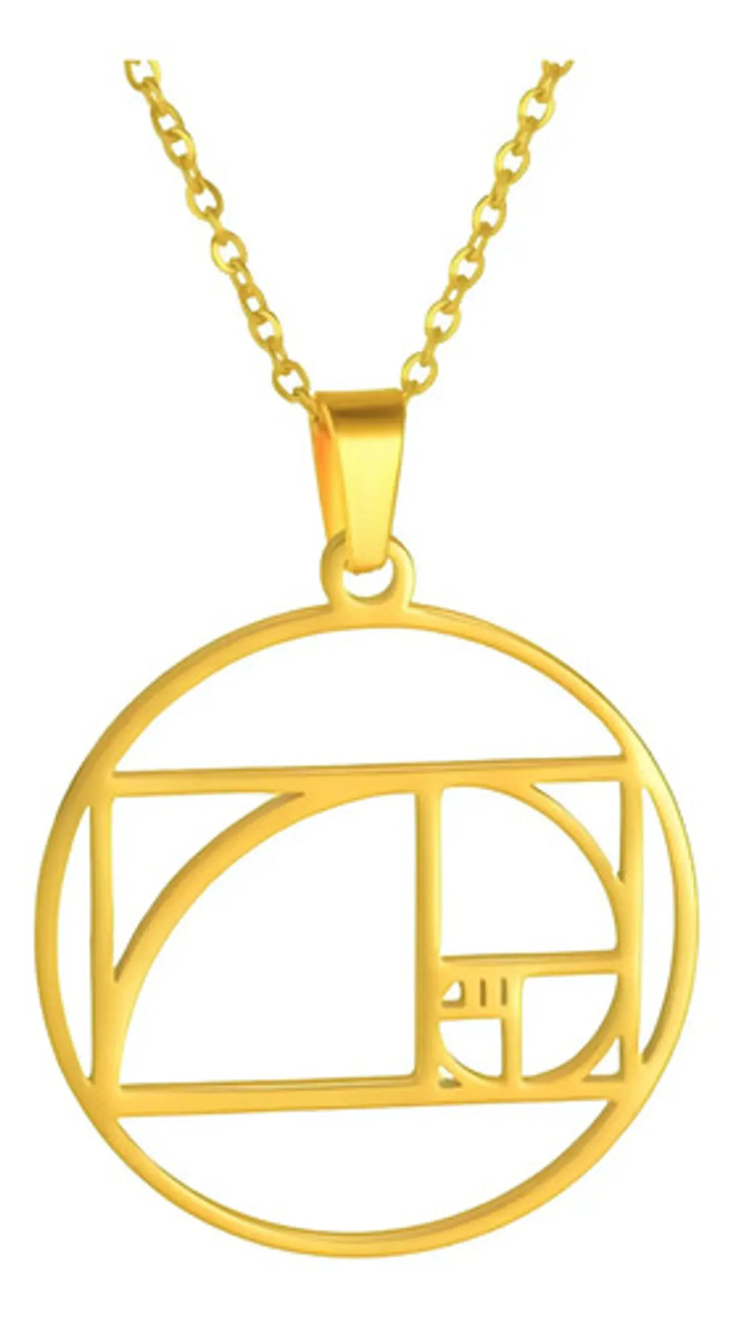Collar Dije Fibonacci Color Oro Acero Inoxidable Para Mujer 1
