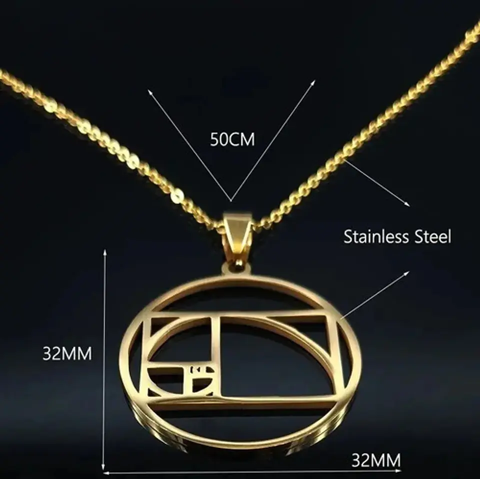 Collar Dije Fibonacci Color Oro Acero Inoxidable Para Mujer 3