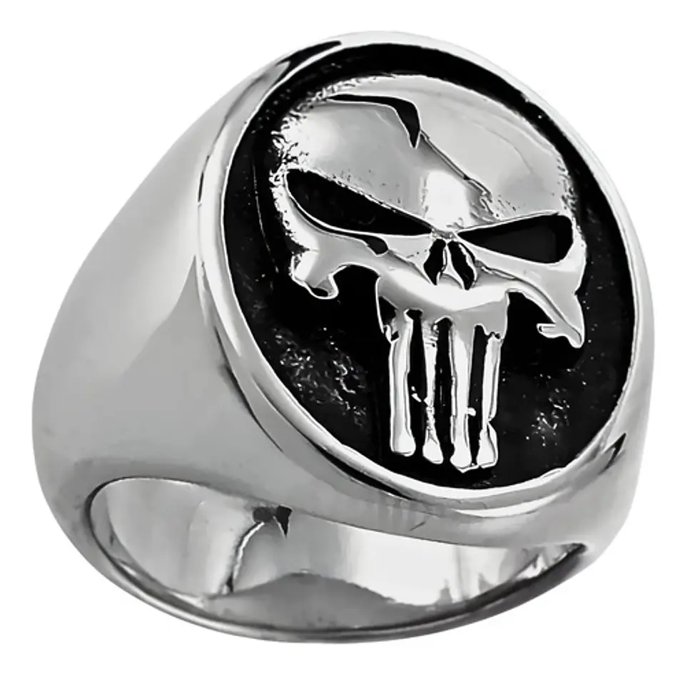 Anillo The Punisher Color Plata Acero Inoxidable Para Hombre 1