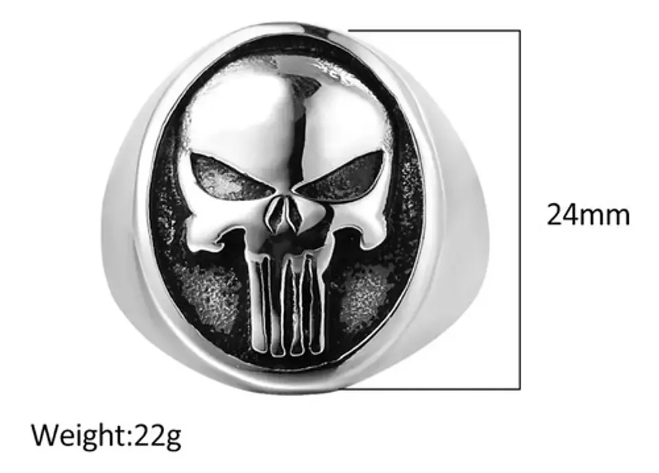 Anillo The Punisher Color Plata Acero Inoxidable Para Hombre 3