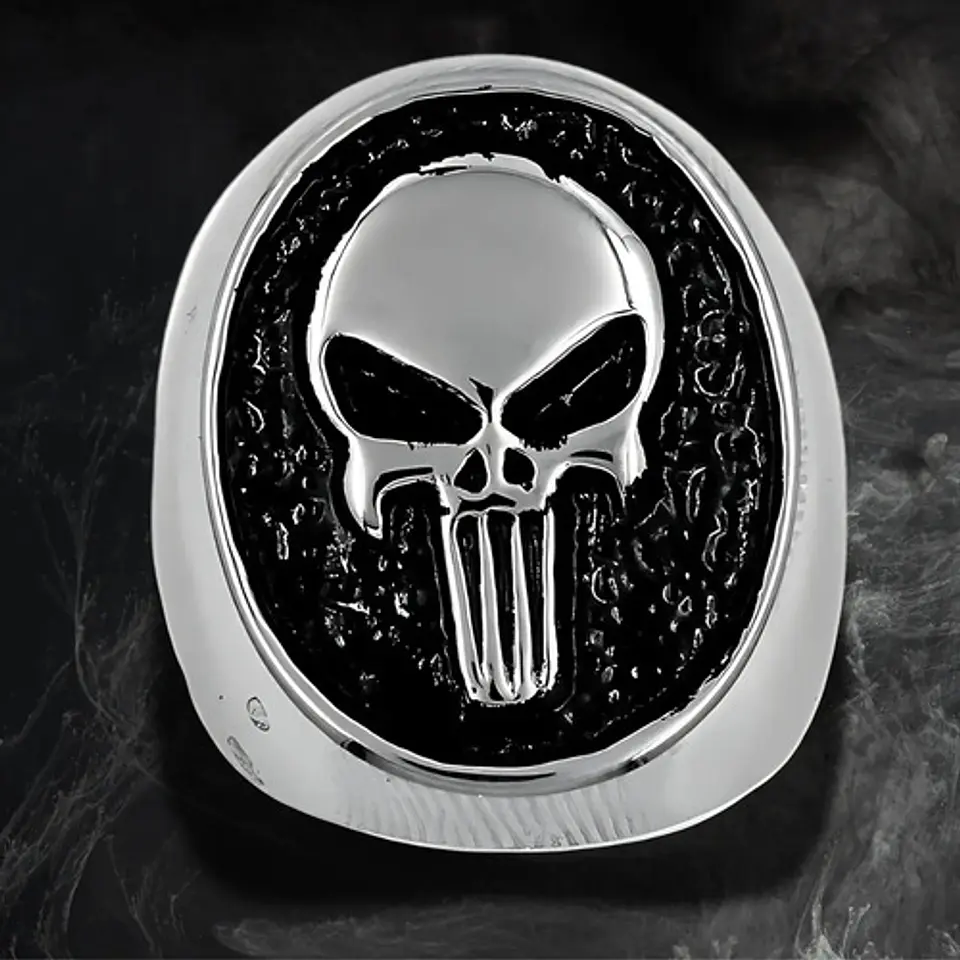 Anillo The Punisher Color Plata Acero Inoxidable Para Hombre 7