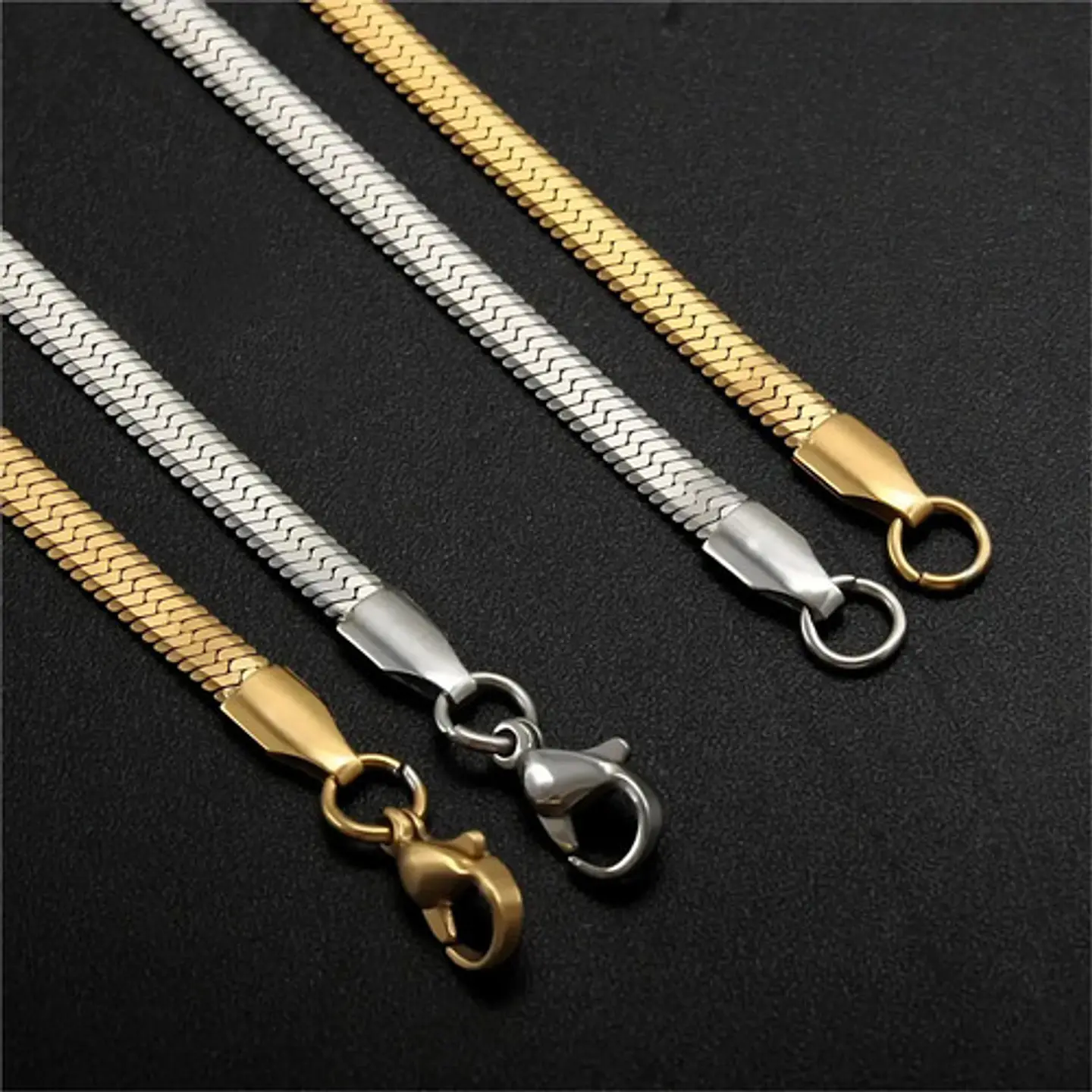 Cadena 60 Cm Serpiente 4mm Color Oro Acero Inoxidable Hombre 4