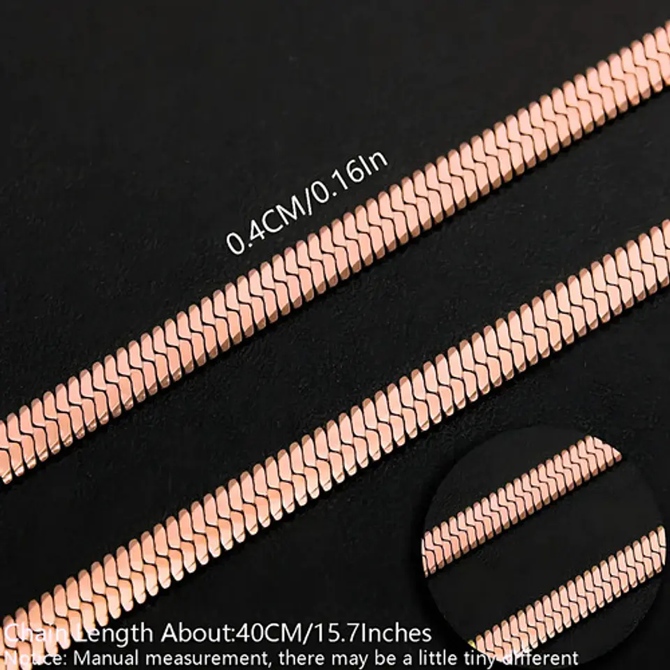 Cadena 60 Cm Serpiente 4mm Color Oro Acero Inoxidable Hombre 12