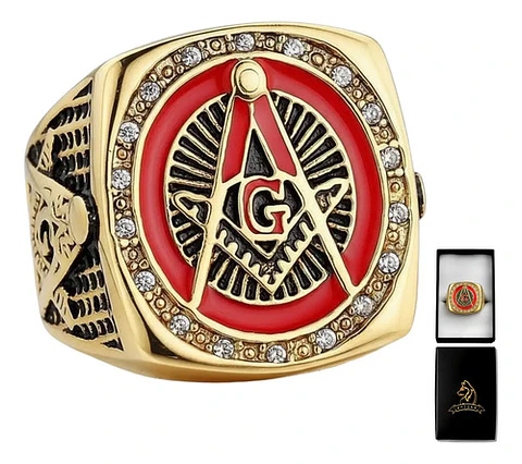 Anillo Mason Masoneria Color Plata Acero Inoxidable Hombre