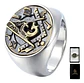 Anillo Hombre Símbolo Masón Masonería De Acero Color Plata - Miniatura 1